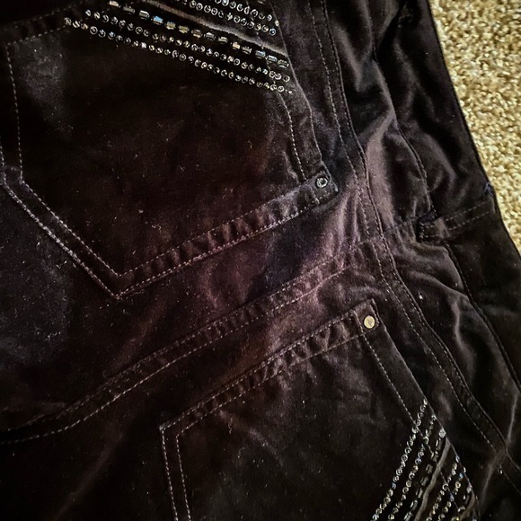 White House Black Market Blk Velvet Bootcut Pants Whimsy Goth  Size 8R - Picture 3 of 6